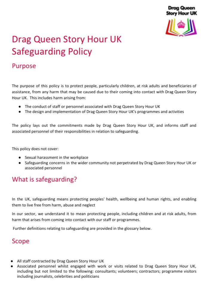 SafeSchools_UK's tweet image. Today’s #policyfail is brought to you by @DragStoryHourUK. We truly have no words. Read it for yourself. #SafeguardingFail #edutwitter #EducationFest #WomenEd dragqueenstoryhour.co.uk/_files/ugd/45d…
