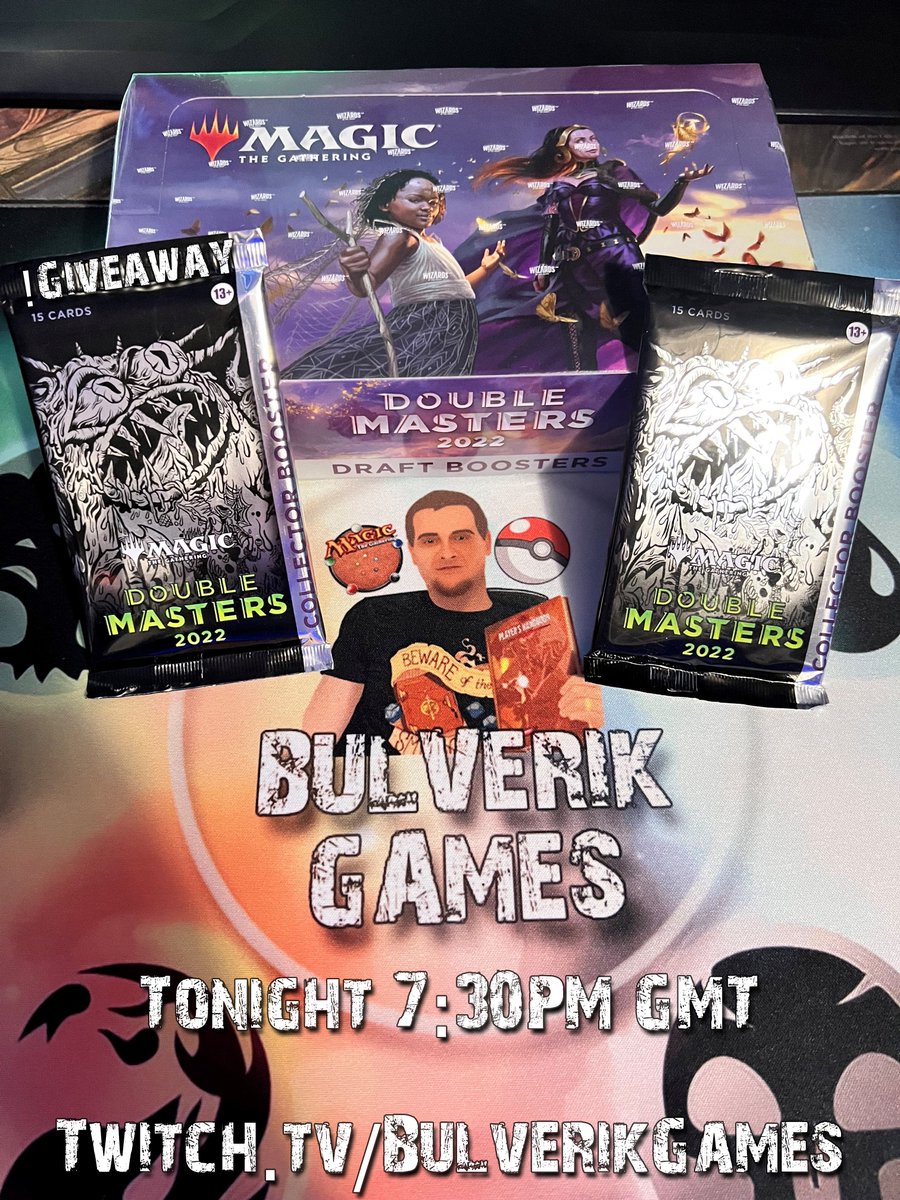 BulverikGames's tweet photo. You heard it right here guys! #Doublemasters 2022 booster box is going to be opened live on #twitch and we have an epic #giveaway you do not want to miss. !Giveaway in twitch chat for more details. #streaming #MTG Hope to see you there. https://t.co/mwKm7WyHH4