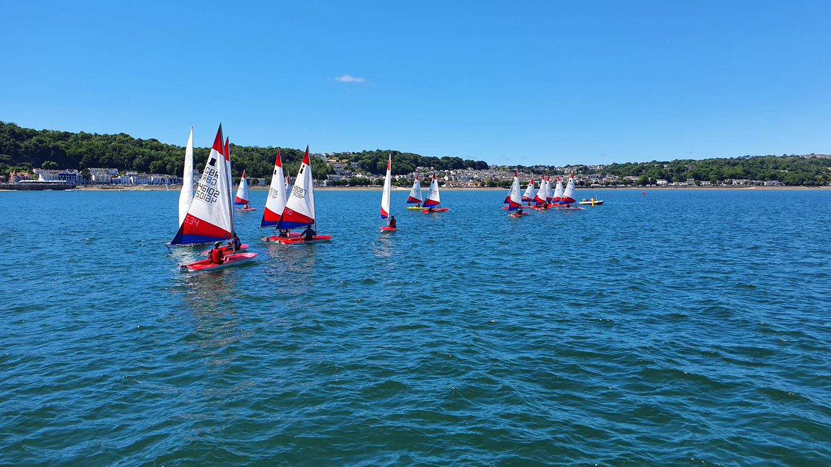 Race 2 just finishing at the Mumbles Yacht Club CYRC, here was the Topper and General Handicap start
