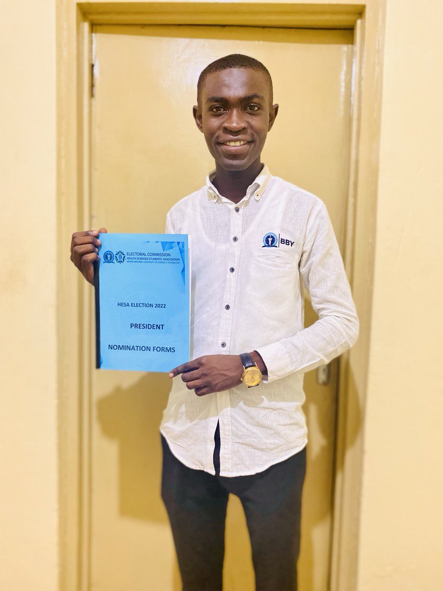 Dr__BBY's tweet photo. A STEP FORWARD ⏩
➖➖➖➖➖➖➖➖
On Friday, 9th July, 2022,I picked up nomination forms for the position of HESA President.(@hesaknust)
➖ Putting structures in place to make sure that every student in the College of Health Sciences in KNUST benefits is of great priority to me. https://t.co/ukZpLsiLwO