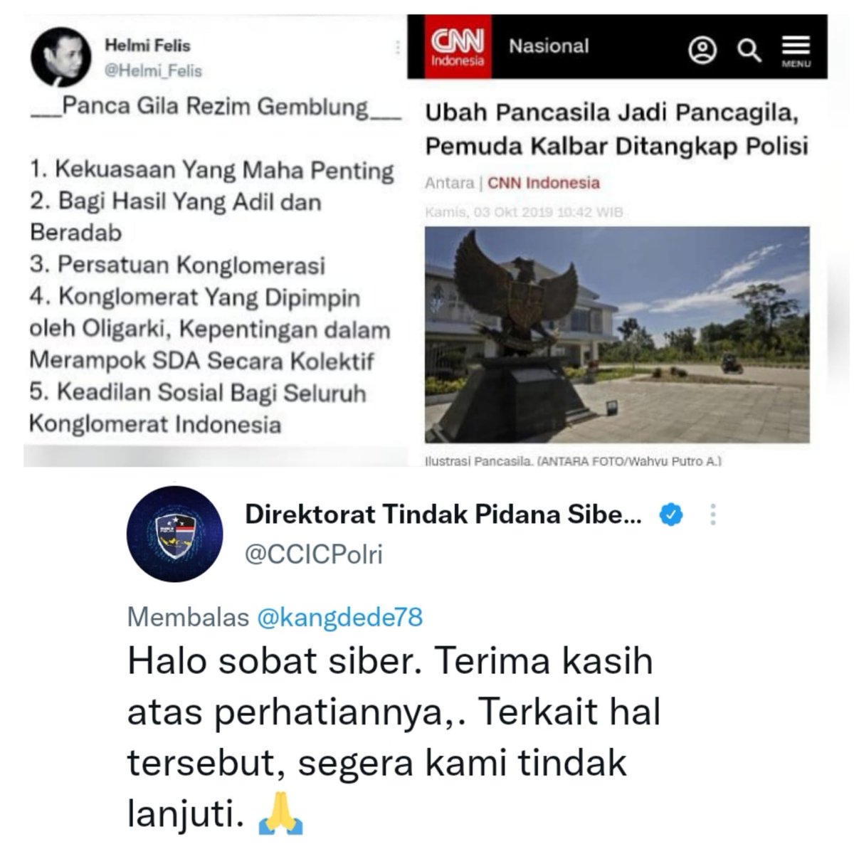 Syarman59's tweet photo. Lanjutken sampai tuntas penjarakan helmi felis.
#Bravo @CCICPolri https://t.co/i3eZAcFZuu