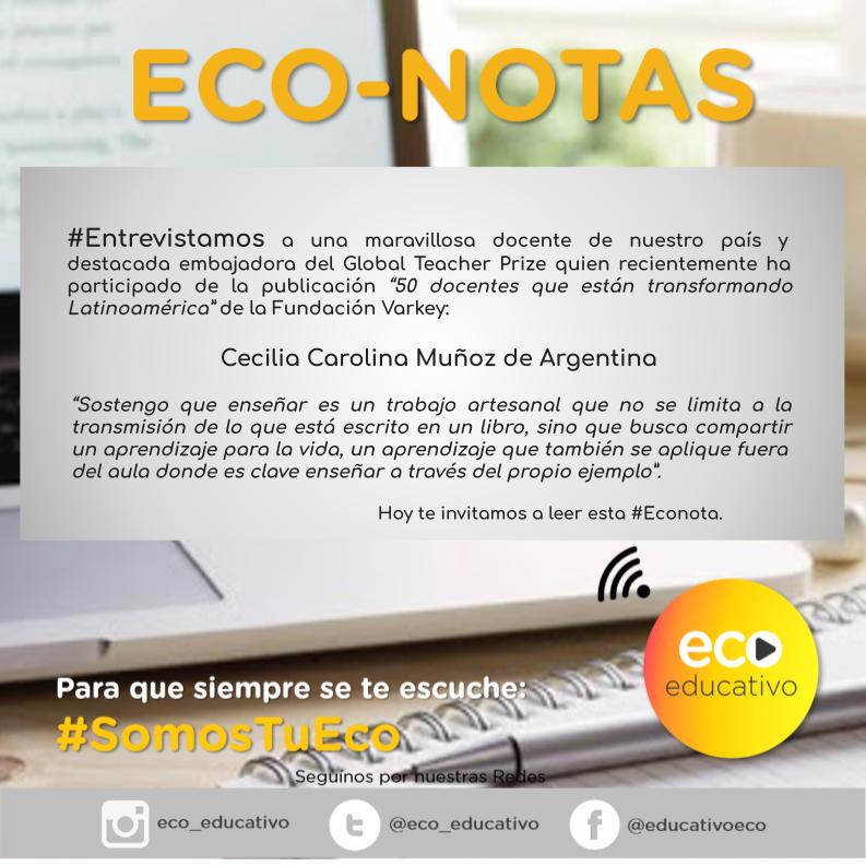 eco_educativo's tweet photo. Este fin de semana compartimos una #EcoNota que hicimos con Carolina Muñoz. Gracias por leer y dar Rt. #SomosTuEco
Link para acceder a la entrevista:
https://t.co/4CcAbazMbO
@Lgoro @alefinocchiaro #educación #docentes #escuelas #valores #educarparalapaz https://t.co/F46QTErjT0