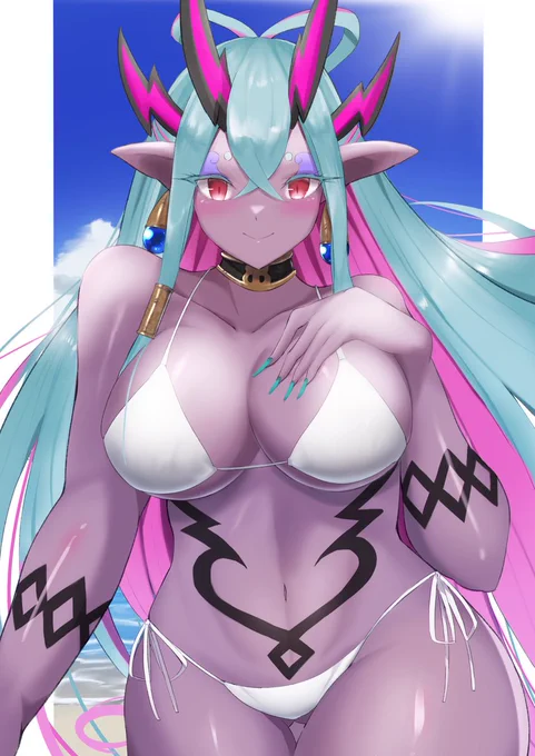 #FGO
最近更に暑くなってきたので伊吹童子さんに水着を着てもらいました 