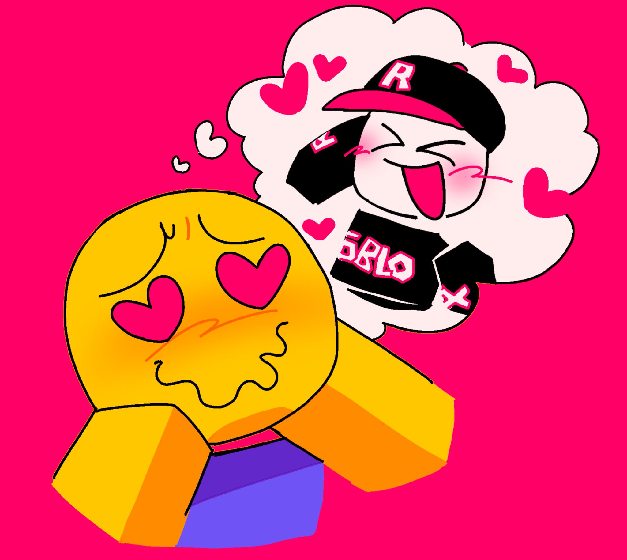 silly 🌈✨ on X: Had the urge to draw noob w/ big heart eyes & a squiggly  mouth #roblox #robloxart  / X