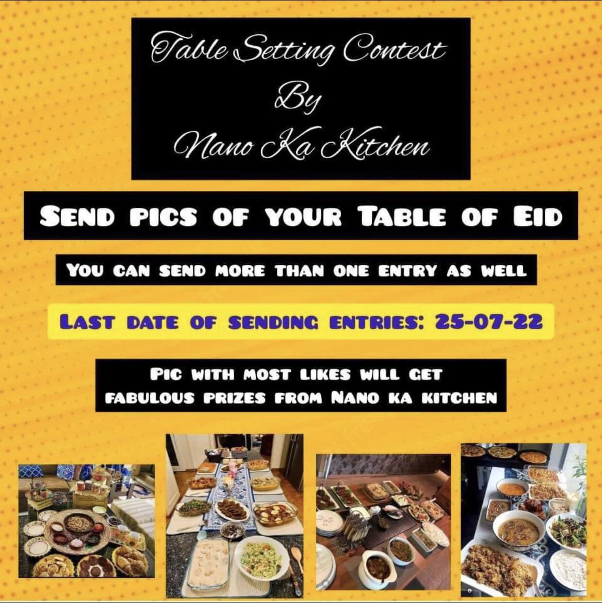 Bee_Mughal's tweet photo. All talented people who r planning to make sumptuous lunch/dinner for their loved ones on this Eid,do send your #TableSettingPics to #NanoKaKitchen on fb or Insta and get fabulous prizes from #Nano Do remember it’s not about # of dishes u make, it’s about your love u put in food https://t.co/wiAulrPcxo