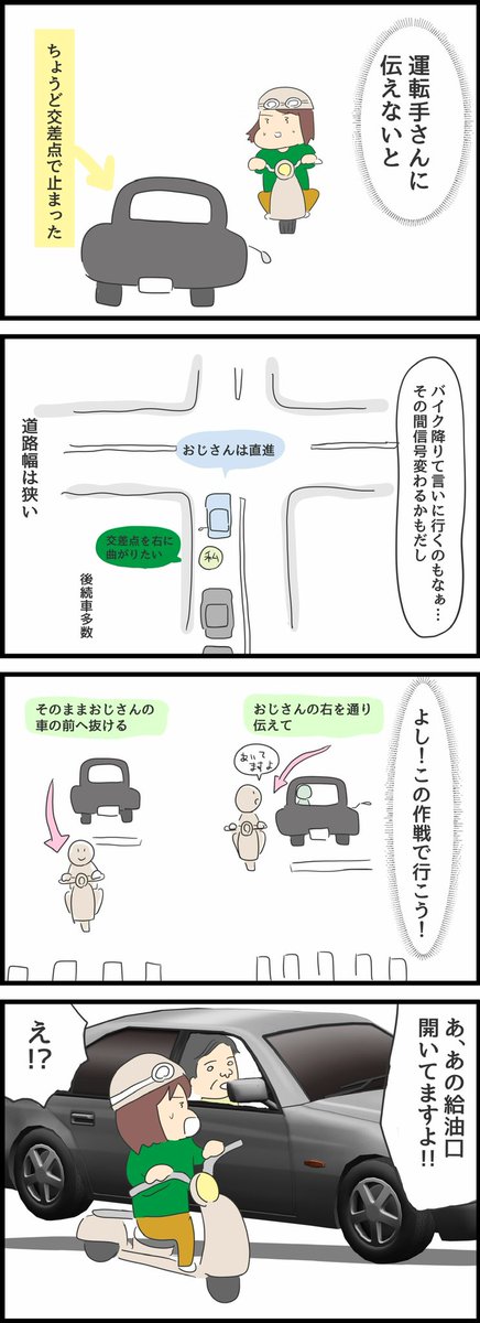 【給油口の蓋が開いている車を見つけた話】 