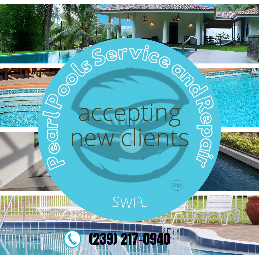 PearlPools's tweet photo. Having trouble finding your new Pool People? Can't find a knowledgable and trustworthy company? Call us today (239) 217-0940 to schedule your FREE Initial Inspection! When it comes to your pool, you want the best. Here we are!

https://t.co/y5nUkBT2Dg https://t.co/fFAtFlHgY5