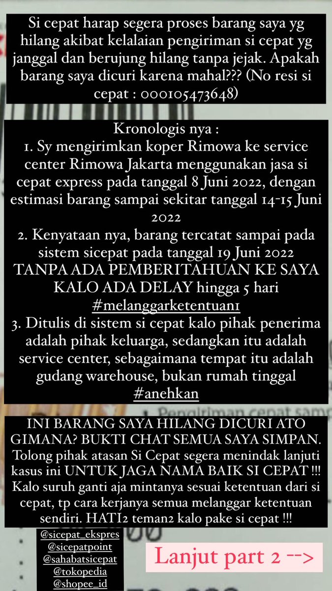 andy_csb9's tweet photo. Sicepat tanggung jawabnya kemana??? #korbansicepat #viral #Indonesia @LambeTurahTweet 
@sicepat_express @tokopedia @ShopeeID https://t.co/qnlSqEHOxd