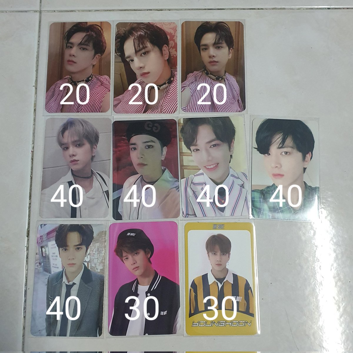 chocobbangz's tweet photo. WTS
THE BOYZ YOUNGHOON PHOTOCARD

all price stated on pic
no nego
all bought at the same price. 

HELP RETWEET TYSM
@pasartheboyz @PasarTheBoyzMY @deobimarket @TBZMARKETMY_ @marketbz @bazaardeobi
#pasartheboyz #pasarTBZ https://t.co/vQlGVQo2tC