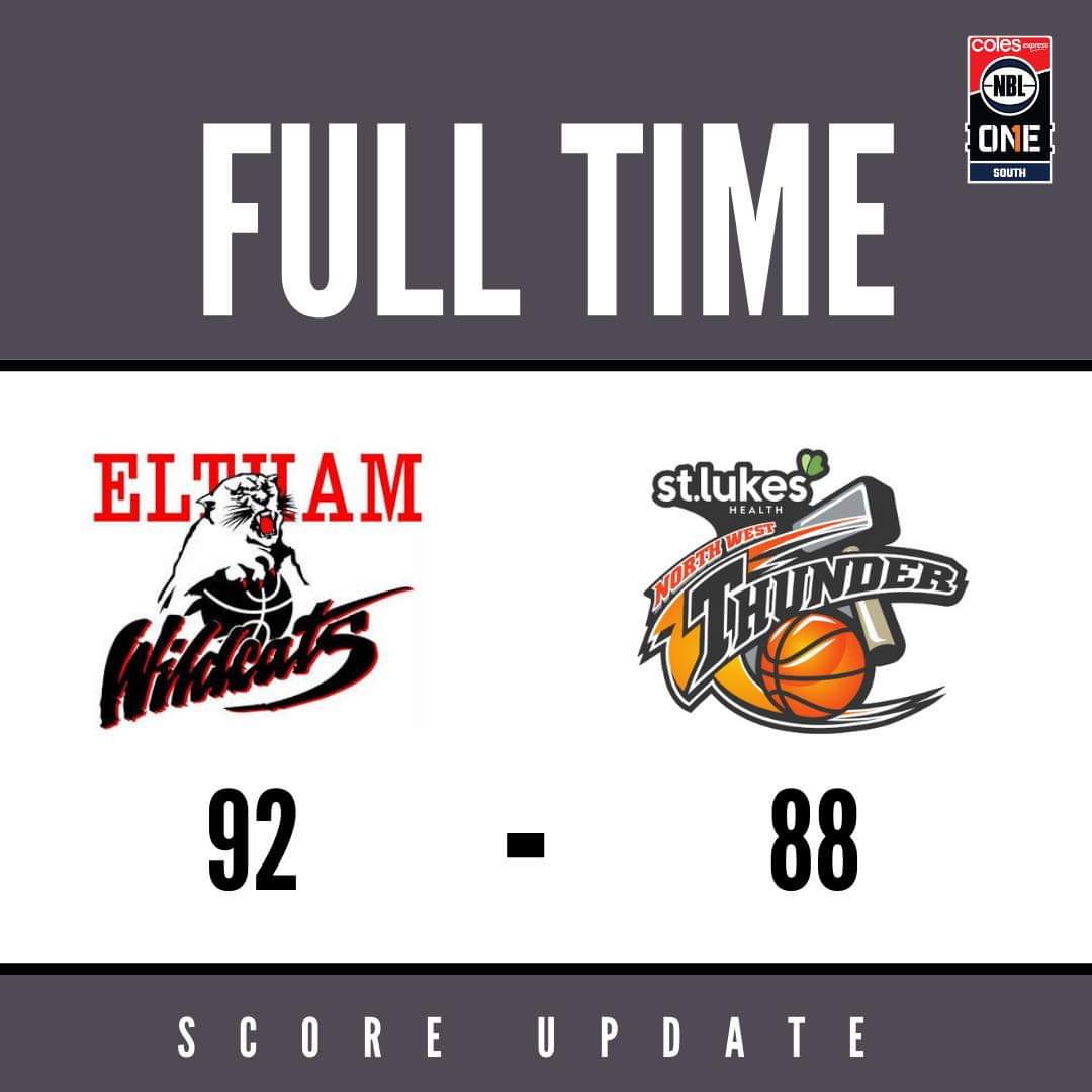 FULL TIME

Eltham just over the line in overtime. 

#thunderup