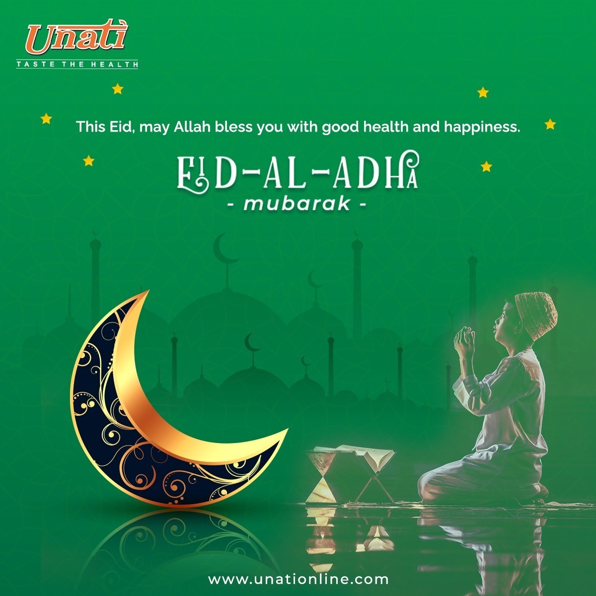 TheUnati's tweet photo. #Eid_Al_Adha_Mubarak 🌙

Heartiest wishes to you and your family, may Allah fulfill all your dreams. With prayers and blessings. 

~ Eid al-Adha Mubarak 🌙
.
.
.
#eid🌙 #eidmubarak #eiduladha #happyeid🌙#unati #wellness #tastethehealth 

https://t.co/fY8Z8MevHl https://t.co/sh3MaNdEhT
