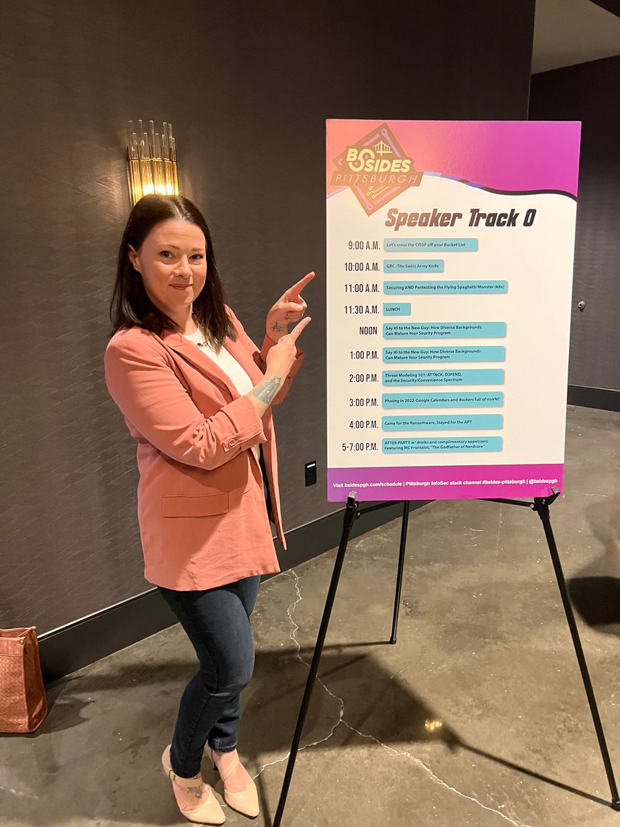 rosesonger's tweet photo. Loved talking GRC as a Swiss Army Knife @BSidesPGH 

 If you missed it, I will be sharing the recording once available. 

#BSidesPGH #womenintech #grc #womenincybersecurity https://t.co/3qa6jv2T2I