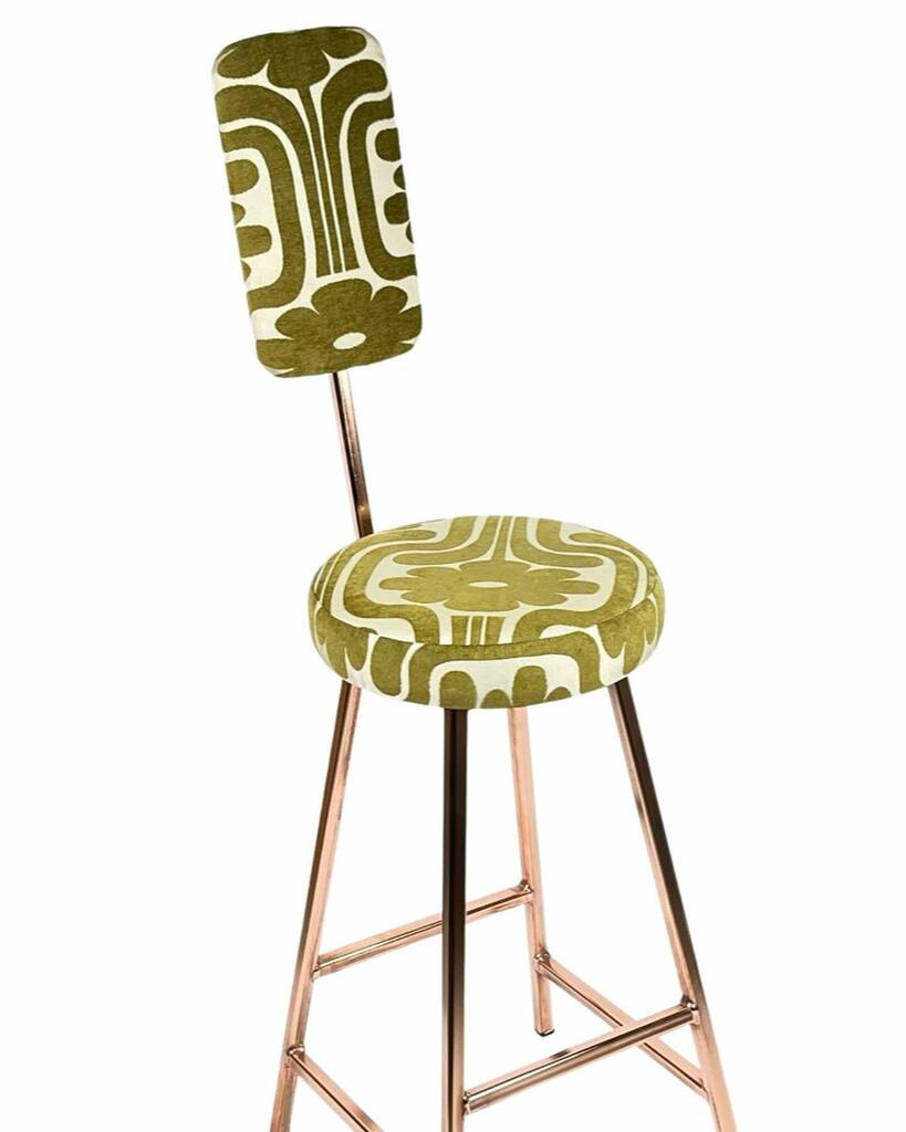 ‘Delboy Hydenbach’, copper plated frame with upholstered thick padded seat and backrest #kitchendesign #kitchenrenovation #interiorstyling #interiores #interiors #interiordesignideas #interiordesigns #interiordesigners #orlakiely instagr.am/p/Cfyke1Ao-Bm/