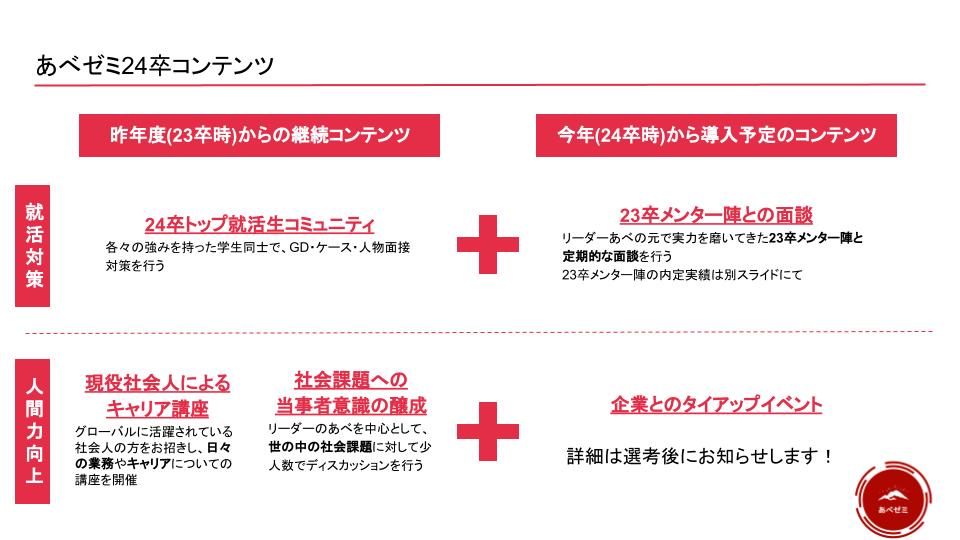 Abe93533624's tweet photo. 【あべゼミ24卒募集開始】
・来年6月までの本選考に向け徹底的に対策したい
・優秀な仲間とのネットワークを作りたい

日系大手に向けた就活コミュニティ「あべゼミ」の募集を開始します！
日系就活の本番はここからです。あべゼミで徹底的に力をつけましょう。

応募者はフォロー＆リツイート。
#24卒 https://t.co/rvy582sGZn