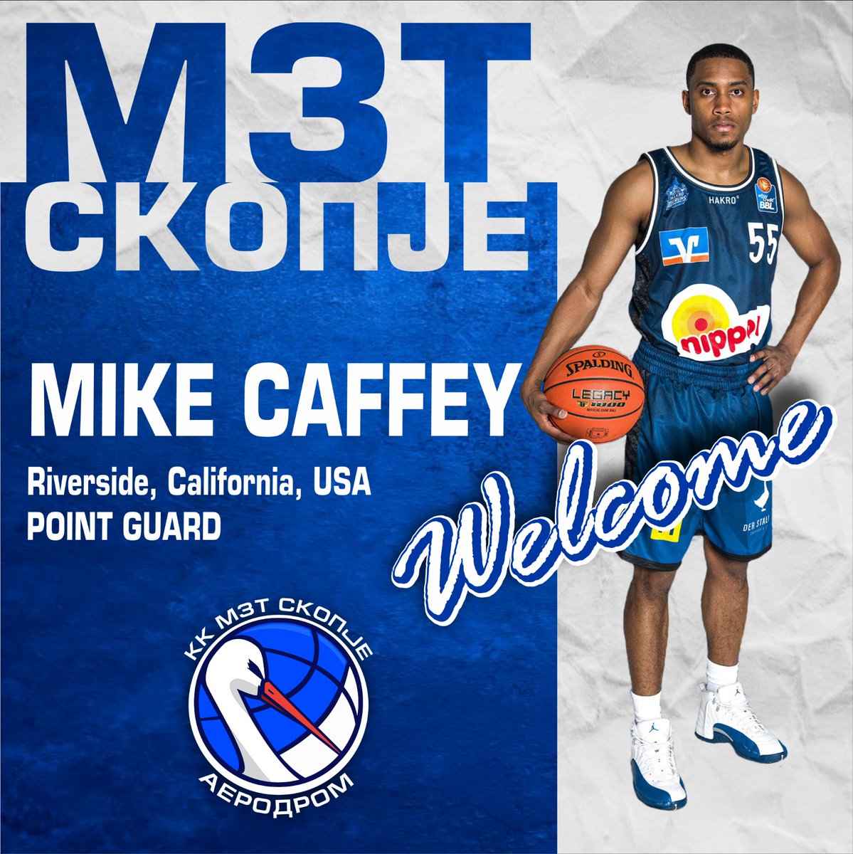 American <a href="/MikeCaffey5/">5️⃣</a> is a new point guard of MZT Skopje Aerodrom. More on this.. bit.ly/3asO0p6