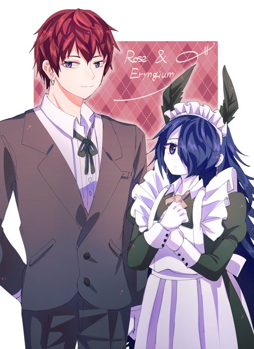 ビンテージ 手描きイラスト 紫陽花とパールと女の子 オリジナル その他