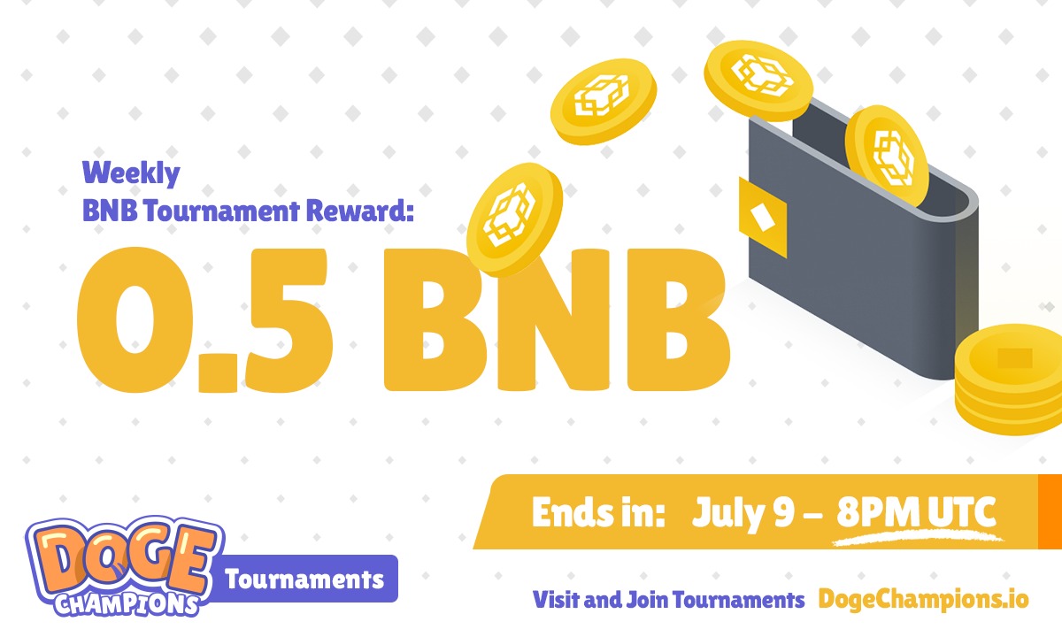 We are celebrating $DVT 🥳 Today we are giving away 0.5 BNB in our Tournaments! Mint your doggo and join the battle now! Good luck everyone 💪

#BSC #BSCGemsAlert #GameFi #Play2Earn #passiveincome #DogeVerseToken #NFTCommunity
