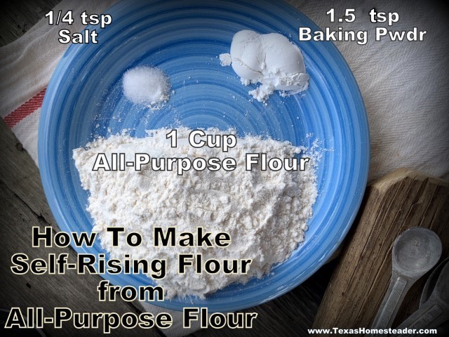 Tx_Homesteader's tweet photo. Does your recipe call for self-rising flour but you only have all-purpose flour in your kitchen? You can make your own self-rising flour by adding only two tiny ingredients to all-purpose flour. https://t.co/21QV6i2vfM
.
.
#TexasHomesteader #HomesteadHack #SelfRisingFlour https://t.co/g5p1YYzrc3