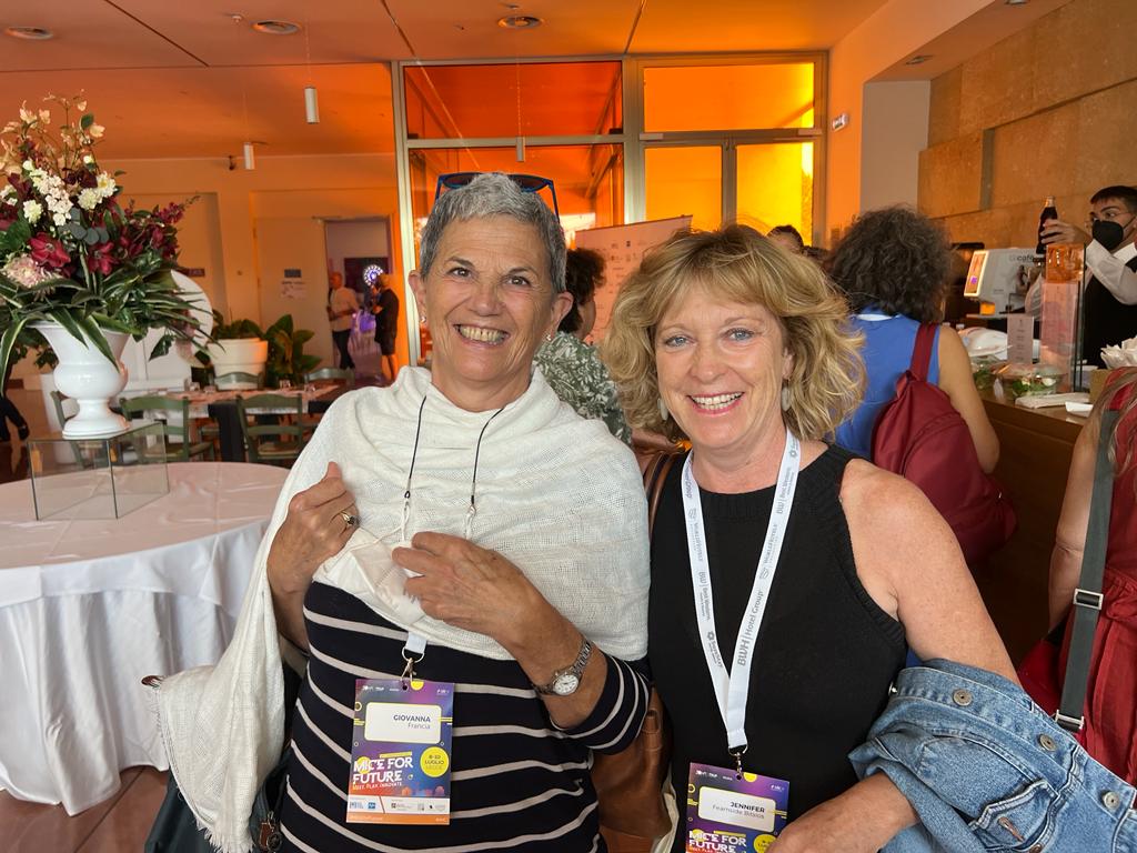 interpretiaiic's tweet photo. Here's a lovely 📸 portrait of our radiant presidents Jennifer Fearnside Bitsios @aiiconline and @giovannafrancia #AIICItalia smiling for the cameras at #PRIMS in Lecce #MICEforFuture #AIIC #PRIMS #meetingprofs #eventprofs #1nt #terplove #smile https://t.co/VBmzTN3qkt