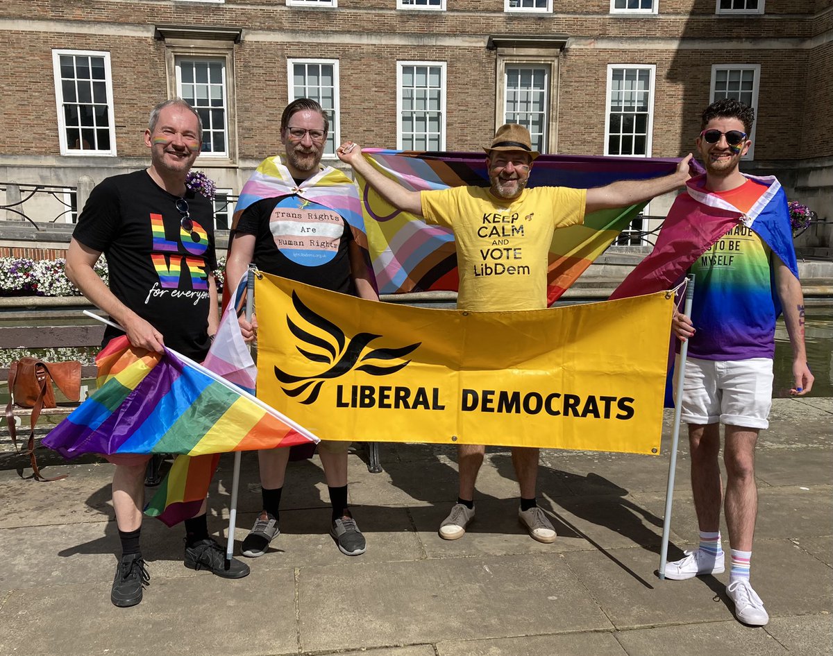 Proud to see our two gay and one bi councillors @andrewbrownld @AndrewJVarney @Hartley4Hotwell and @StephenRW01 former MP for Bristol West and the @LibDems first openly gay MP at LGBT 🏳️‍🌈 #BristolPride