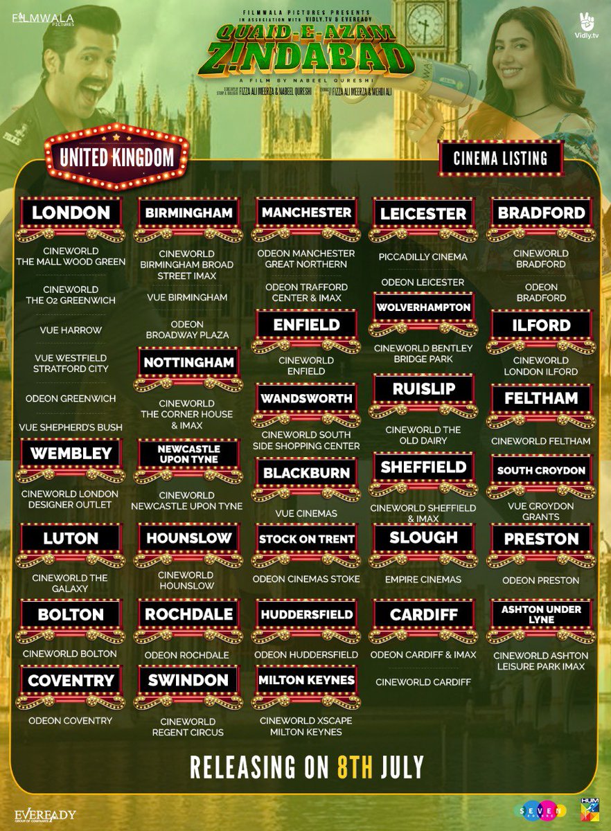 FariaSays's tweet photo. #quaideazamzindabad in the #UK cinema

#England #London #Bolton #Bradford #BIRMINGHAM #Cardiff https://t.co/UyFj45Mqs6