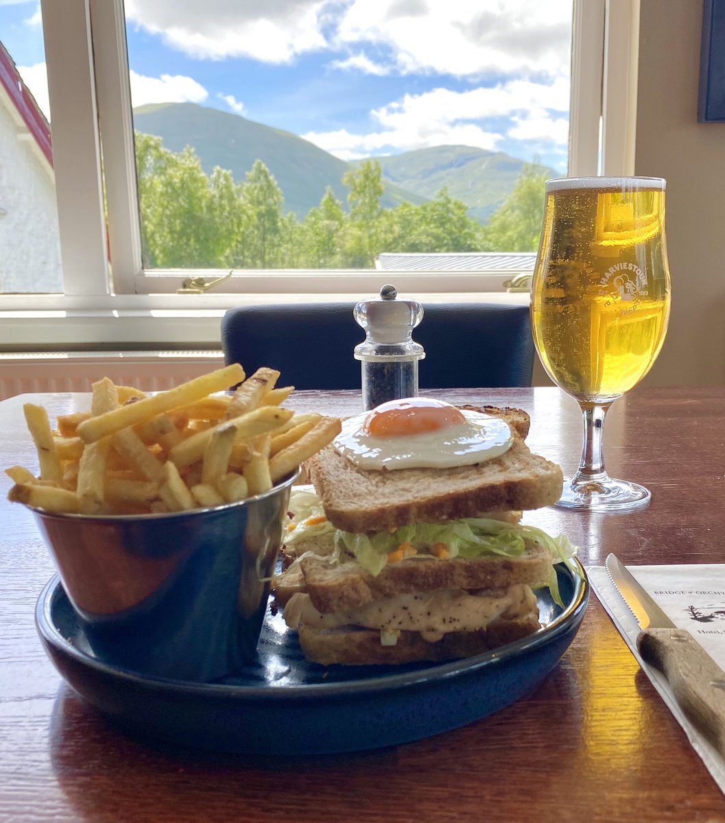 BridgeOfOrchyH's tweet photo. What a lovely day to enjoy a Bridge Club sandwich with a refreshing IPA and the beautiful view towards the Glen. https://t.co/SvhwZQzPxu