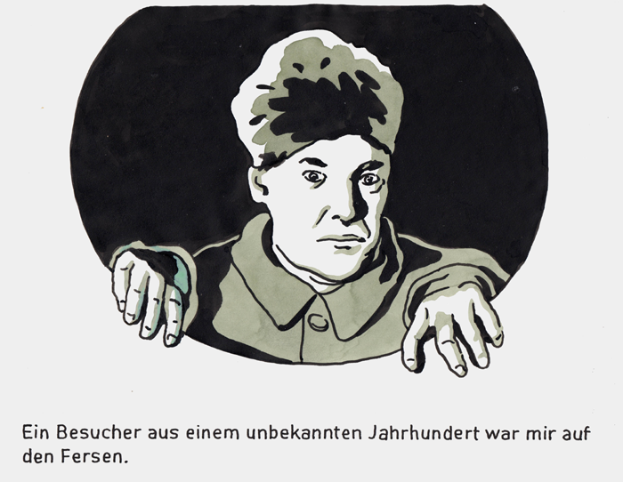 FrankNikol1's tweet photo. Ein Besucher aus einem unbekannten Jahrhundert war mir auf den Fersen.
(A visitor from an unknown century was on my heels.)
.
.
.
#drawing #contemporaryart #contemporarydrawing #franknikol #kunst #art #comic #singlepanelcomic #cartoon #penandink #onepicturestories https://t.co/Uwl29HkBdk