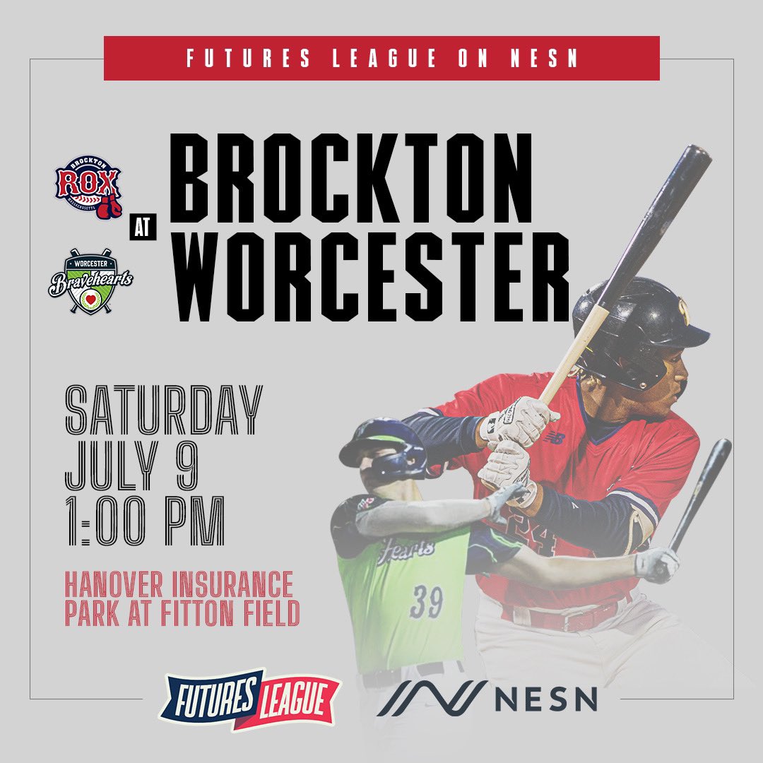 📺 𝐍𝐄𝐒𝐍 𝐒𝐀𝐓𝐔𝐑𝐃𝐀𝐘 📺

It’s #FuturesLeague TV time from the Heart of the Commonwealth!

@RoxBaseball 🥊 🆚 <a href="/WooBaseball/">Worcester Bravehearts💚⚾</a> 💚

⏰ 1 p.m.
🏟 Hanover Insurance Park
📍 Worcester, Mass.
🎙 <a href="/LamberPaul/">Paul Lambert 🎙📝</a>, <a href="/ChavesBrett/">Brett Chaves</a>, <a href="/cammcguire21/">Cam McGuire</a> and <a href="/KaileyLanee/">Kailey Lane</a> 

#FUTURESxNESN