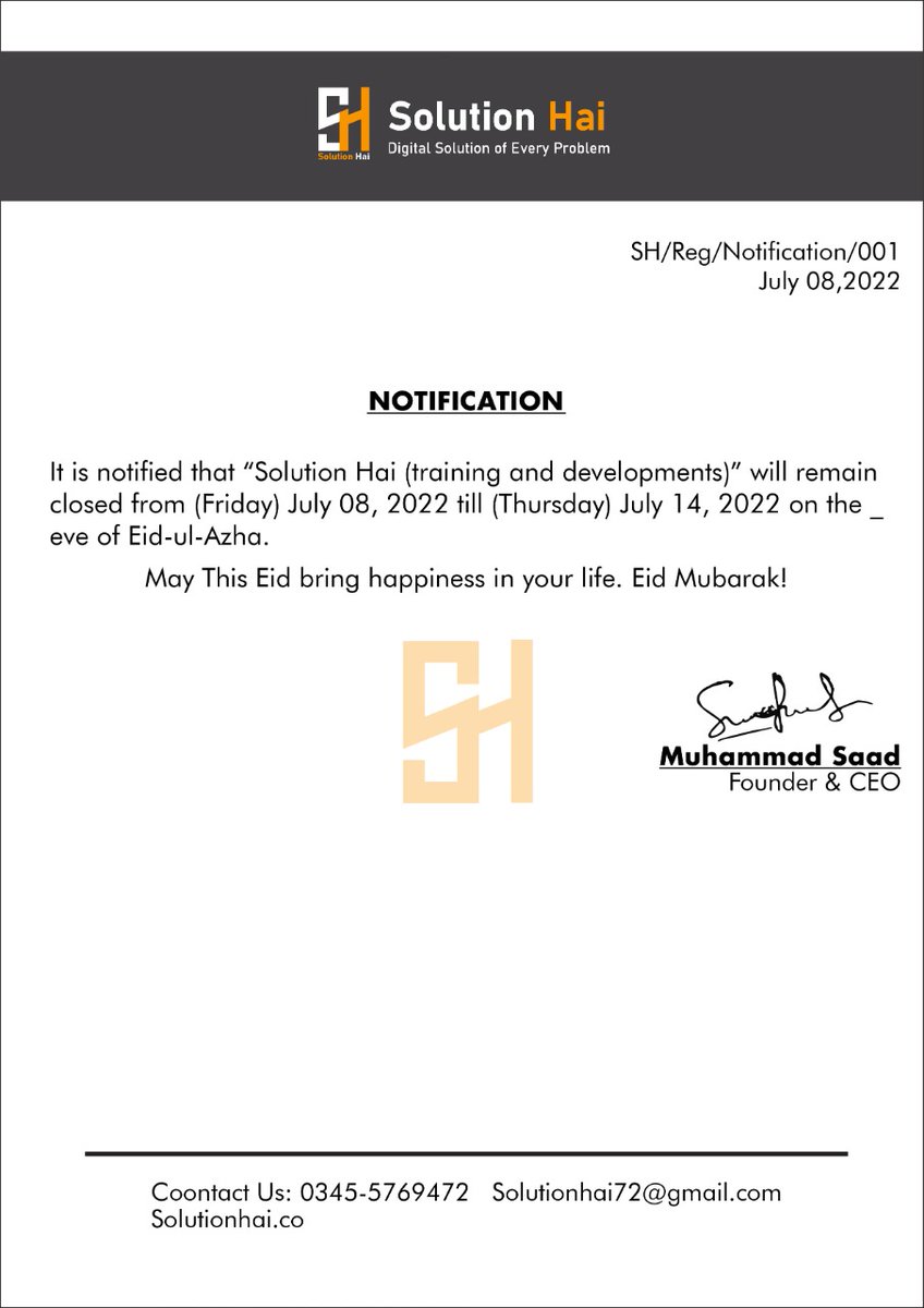#Eid #Vacations
#Solutionhai
#letsconnect with #hishamsarwar 
#PakistanZindabad