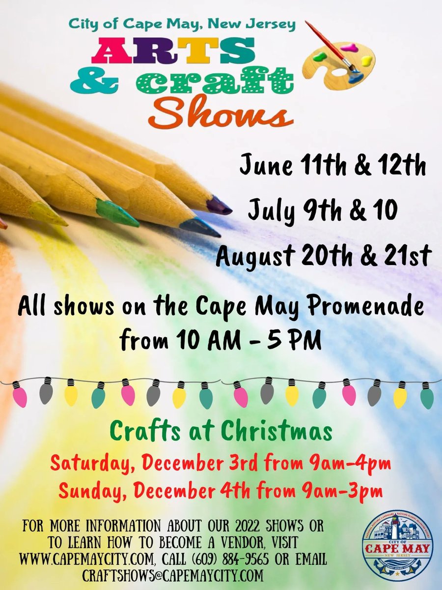 AntoinettesCMay's tweet photo. Today's the day! Head to the promenade to check out the Cape May City Promenade Arts and Craft Show! It runs today July 9 and tomorrow July 10, from 10 am to 5 pm both days! https://t.co/otFkZ5UjZG