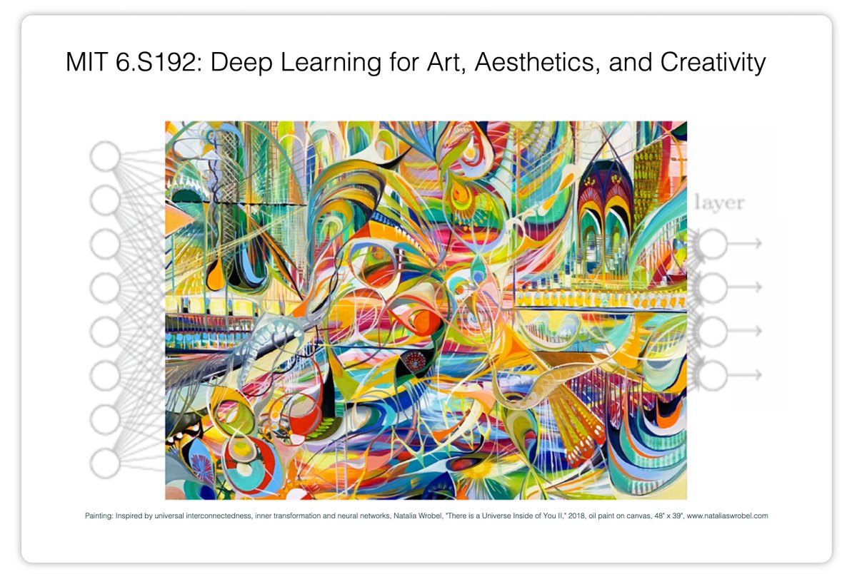 MIT offers an excellent course on Deep Learning for Art, Aesthetics, and Creativity. All of the lecture videos are available on YouTube, with a fantastic list of speakers:

ali-design.github.io/deepcreativity/