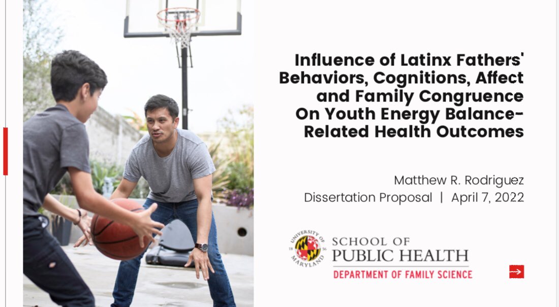 MattR_Rodriguez's tweet photo. I recently finished ✍🏽 a completed rough draft of my dissertation “Influence of Latinx Fathers' Behaviors, Cognitions, Affect and Family Congruence On Youth Energy Balance-Related Health Outcomes.” Looking forward to getting my committee’s feedback. 
@FMSCUMD 
#fatherinvolvement https://t.co/GW2stWLYnv