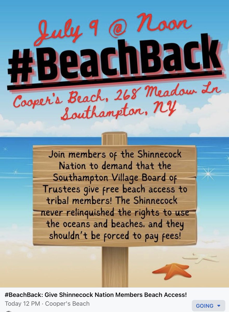 ShinnecockKelp's tweet photo. Stand with us TODAY Saturday, July 9 at 12pm at #BeachBack: Give Shinnecock Nation Members Beach Access! at Cooper’s Beach. Please carpool with fellow supporters. Our Water Protectors hope to see you there!!! https://t.co/YKvVX2RH4m