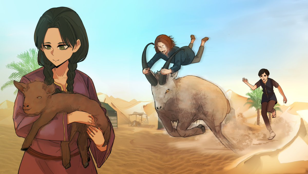 dr_sara_ahmad's tweet photo. #Eid_Adha_Mubarak #Happy_Eid from #AlQaiyza
Will #Fatek be able to assist #Muath, who is struggling with the fast-running #Eid ram? What are your thoughts on #Elaf and her meek #lamb?
#الأبطال #الصغار #The #Youth #Heroes
#ملحمة_قلب_التوقار
#TheHeartofTouqar https://t.co/60eDoNoIjb