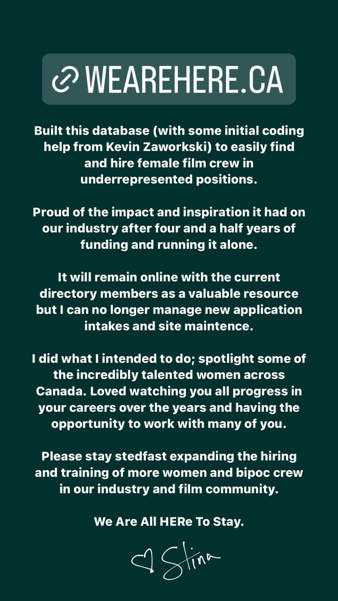 wearehere.ca #womeninfilm #femalefilmcrew #wearehere