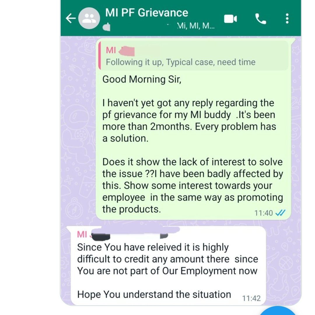s_grout's tweet photo. @XiaomiIndia Pathetic @XiaomiIndia worked as #MI buddy fr 5months without salary and u ppl created pf account with nil balance.facing issue and no one from @XiaomiIndia is helping out.look @the irresponsible reply from MI head @Xiaomi https://t.co/qkHSC4KR2F