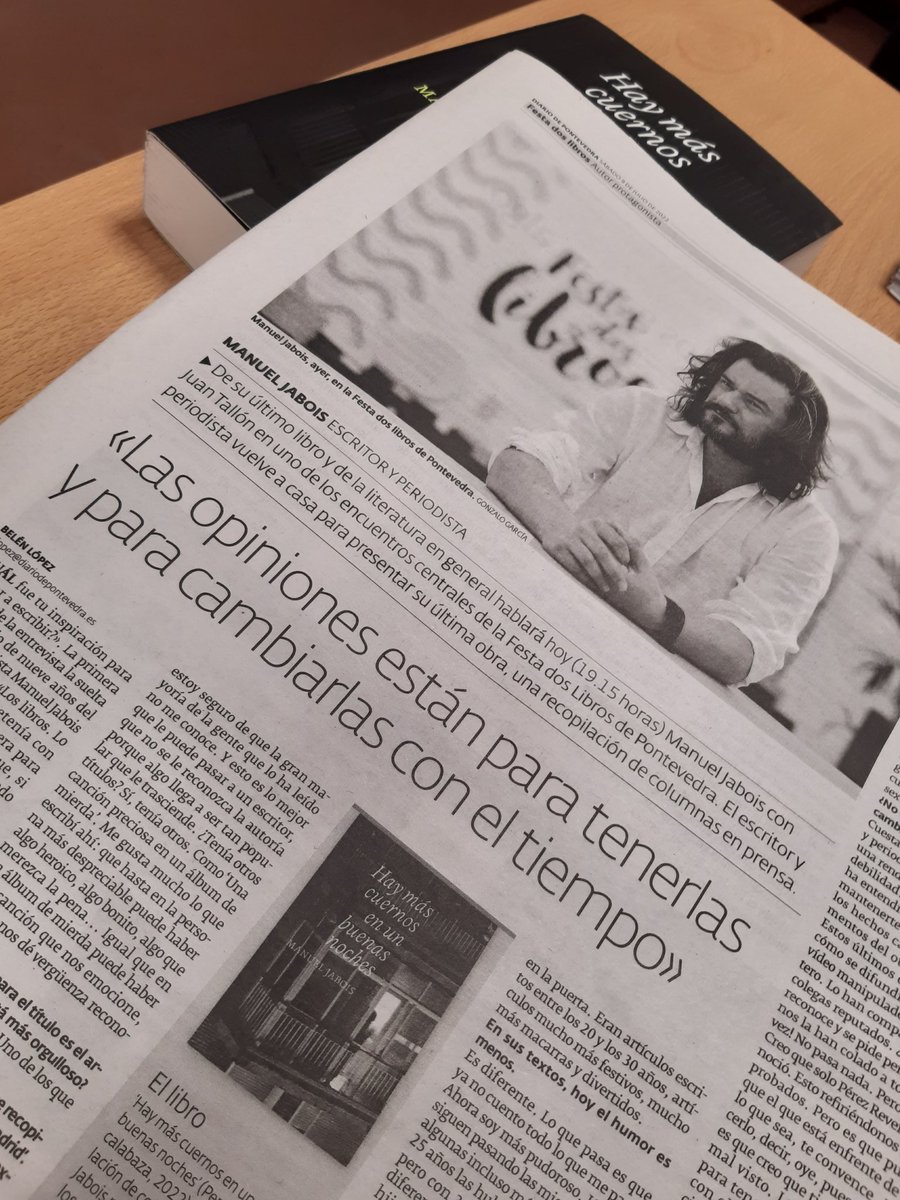 ChusG_Dorrego's tweet photo. Que @belopecera entreviste a @manueljabois é un luxo. Hoxe no @Diario_Pontev e ás 19.15 con @xoantallon e comigo na Festa dos Libros de Pontevedra. Na Ferrería! https://t.co/SlfPz6y5ZT
