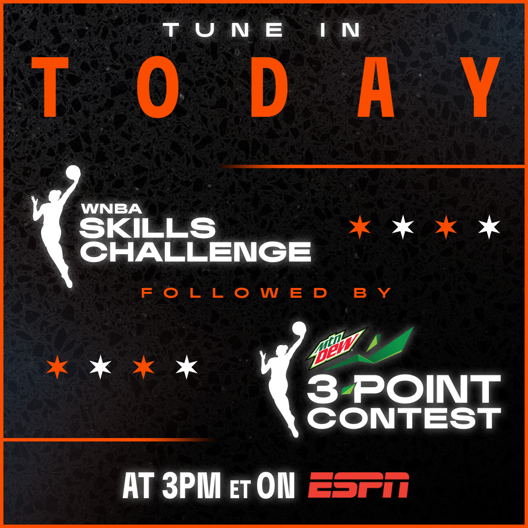 #WNBAAllStar Weekend in Chicago is here! 👏

Jam-packed full of amazing fun, tune in for today's events starting with the Skills Challenge followed by the <a href="/MountainDew/">Mountain Dew®</a> 3-PT contest at 3 pm/ET on ESPN!