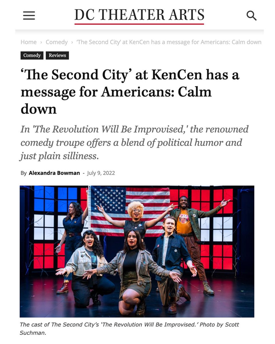 scripta_bene's tweet photo. I’m thrilled to have written this review of @TheSecondCity’s newest show at the @kencen, “The Revolution Will Be Improvised” for @dctheaterarts!

The show offers a unique solution for our apocalypse: just doing the best you can. Go see it! #WashingtonDC

https://t.co/FcRSroUhBe https://t.co/FBsETzhGk0