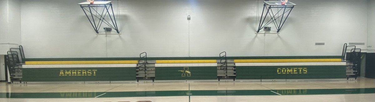 Steele HS Gym Project is nearing completion! 
✅ Black Ceiling
✅ White Walls
✅ New Wall Padding
✅ Floor Repaired
✅ New Floor Design
✅ New Bleachers

A few touch up items left to go. We can’t wait to have you back in it soon!