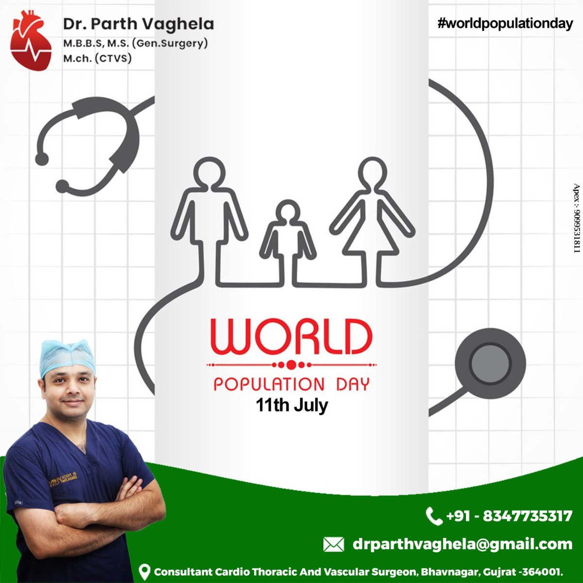 The earth has also a limit. Be mindful of that on this world population day.Let us be more responsible on the occasion of WORLD POPULATION DAY!
#worldpopulationday #population #worldpopulation #world #populationhealth #drparthvaghela #doctor #hospital #CTVS #cardiothoracicsurgery