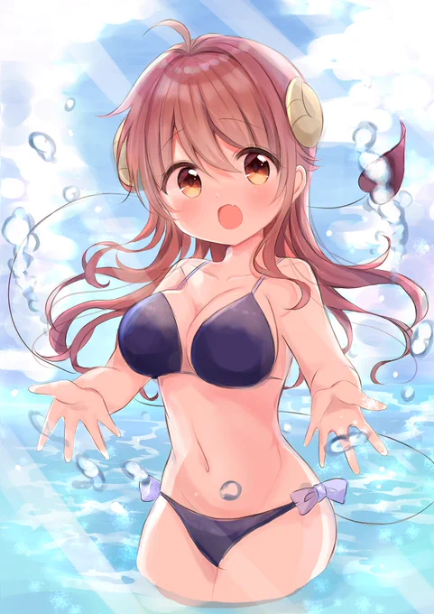 まぞくサマー☀️
ももーいっきますよー💕🍑👙
#まちカドまぞく 
