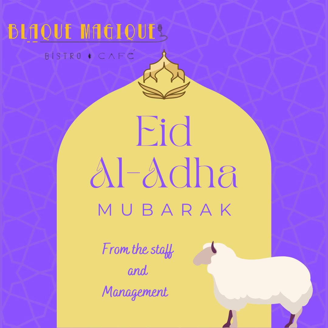 bmbistrocafe's tweet photo. Assalamu Alaikum Warahmatullahi Wabarakatuhu
Taqabalallahu Mina Wa Minkum

Eid-ul Adha Mubarak, 
From Management and Staff @bmbistrocafe 

May Allah Azawajal accept all our ibadah, grant us steadfastness and bless us with hidaya.
.
.
#restaurant #café #eidmubarak #eid #tobaski https://t.co/8KgAbMNkKA