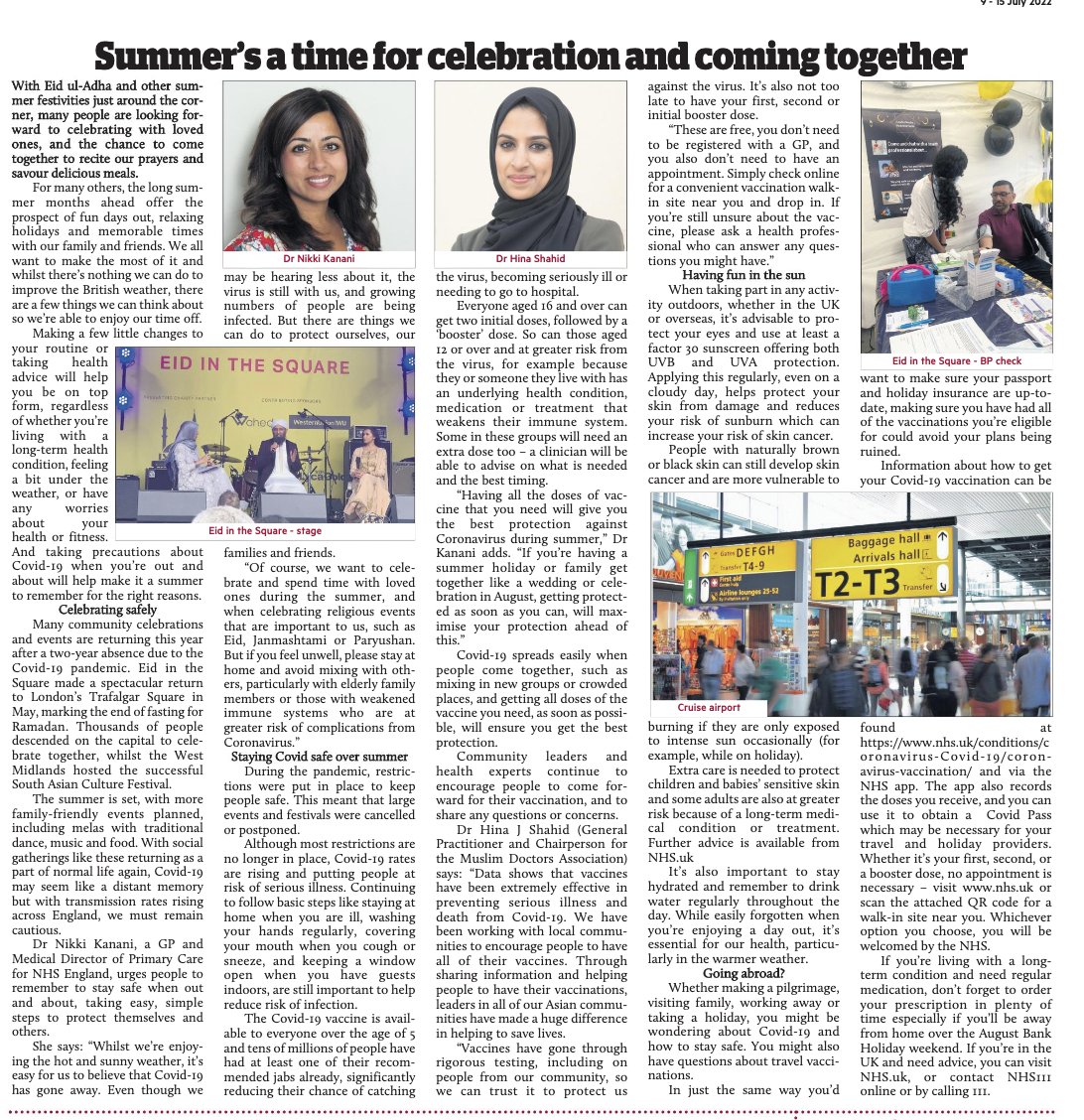 With #EidulAdha and other summer festivities just around the corner, many people are looking forward to celebrating with loved ones, and the chance to come together to recite our prayers and savour delicious meals. Read: asian-voice.com/News/UK/Summer… @NikkiKF @hinajshahid