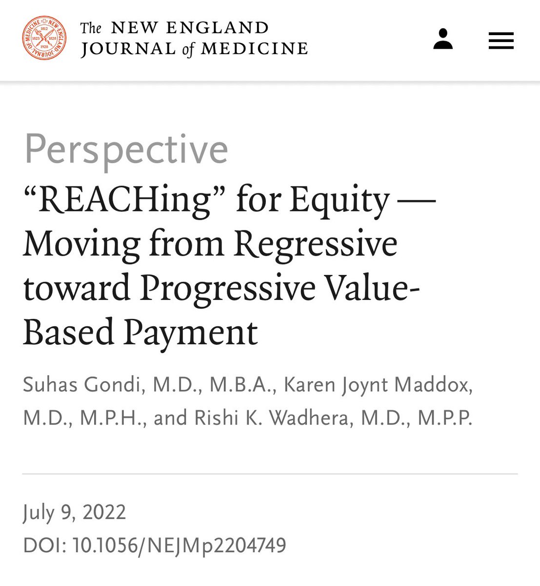 Our new paper in @NEJM explores how value-based payment models have often been regressive - moving dollars away from patients, providers, and communities with fewer resources toward those with more - and how the new @CMSinnovates ACO REACH model might help change that. 1/x