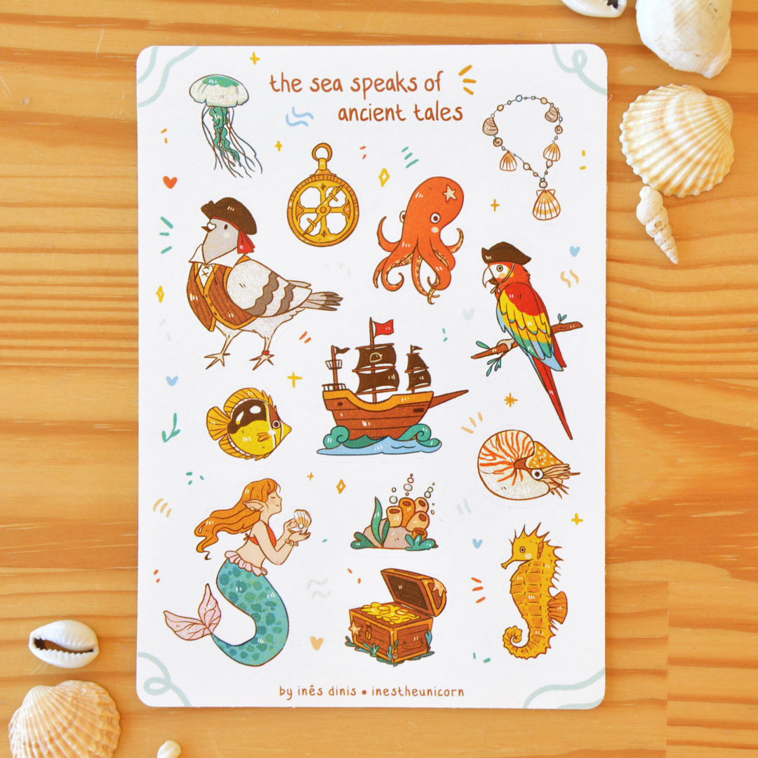 inestheunicorn_'s tweet photo. Designing Summer products is always such a challenge for me, so I'm really happy with how these sticker sheets turned out🐬🐚🐠 #cottagecore #bulletjournal #seacore #kidlitart https://t.co/VGZvUPV6dV