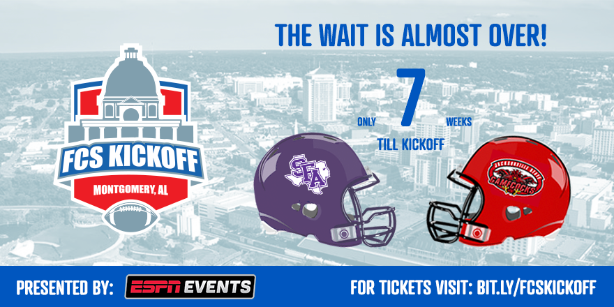 FCSKickoff's tweet photo. 7️⃣ Weeks!

🖥 https://t.co/bT06GGY7Qc

#FCSKickoff
#HistoryHappensHere https://t.co/bzu6GwR2rO