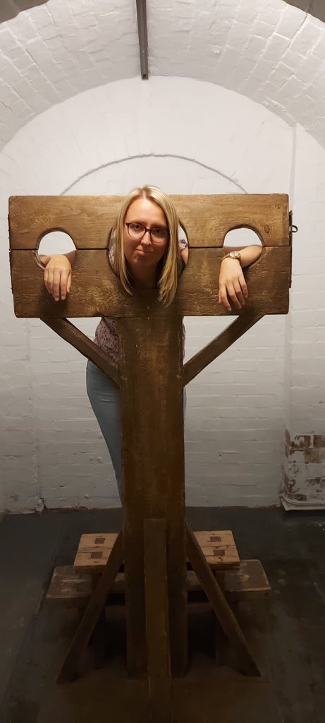 daisyogle1's tweet photo. A really interesting trip to Nottingham today, to visit @JusticeMuseum with our #pathwaystolaw Year 12s! @nicolalumb forced me into the stocks, but thankfully not the gallows ๐ฅด #worktrip https://t.co/x6wiTnhQBf
