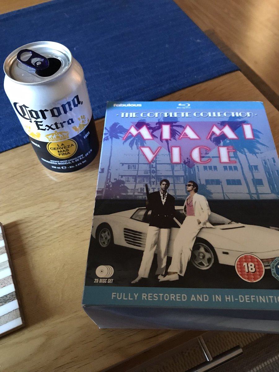 zenith242's tweet photo. What better way to spend a hot beautiful Saturday evening with a few Coronas and a couple of episodes of Miami Vice #SummerViewing https://t.co/nKooZ1STXT