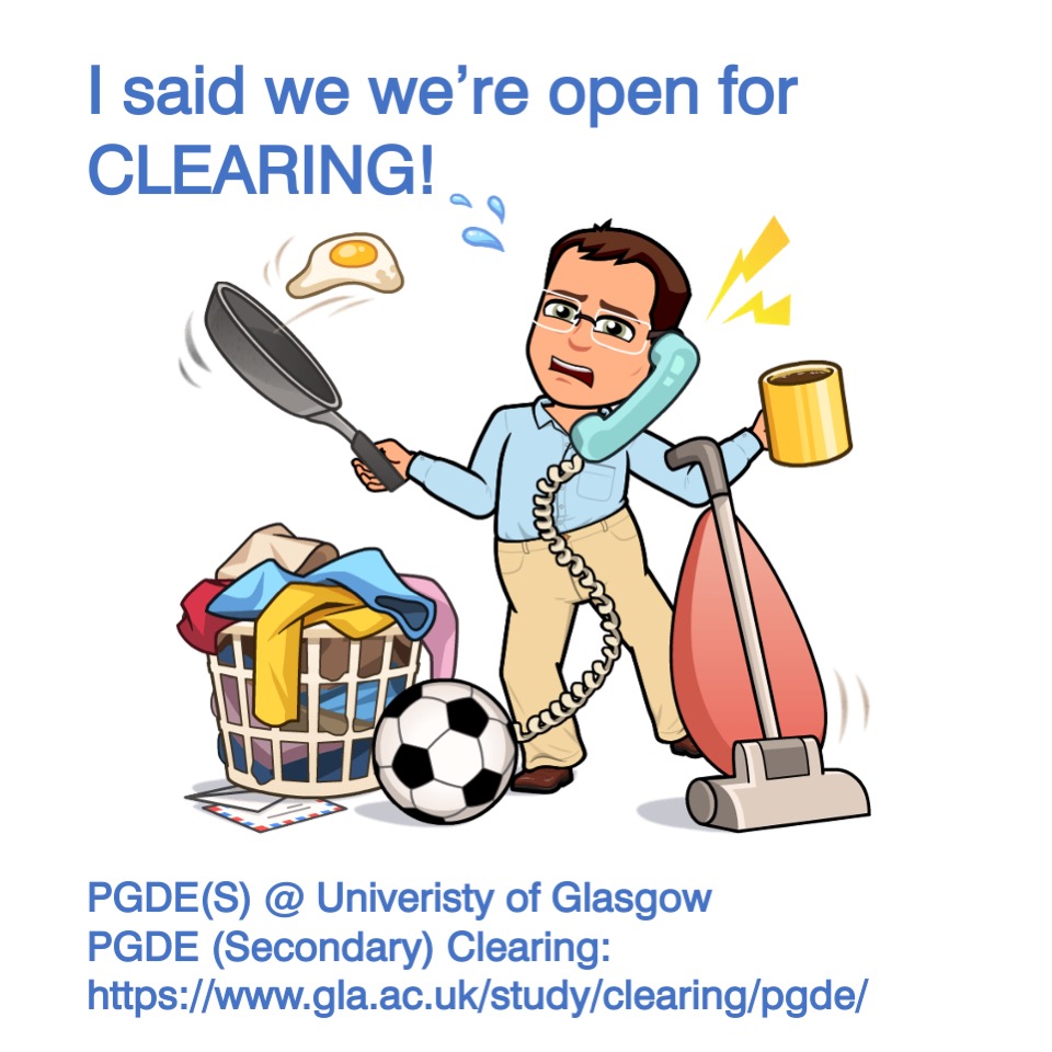 ICT_Echo's tweet photo. We are still open for all subjects except History & Modern Studies. #SayYesToMakingADifference #UofGPGDE #Open4UCASClearing
@UofGEducation https://t.co/wbMjnyKv4g https://t.co/NlkAJ8vIdo